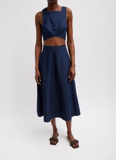 The Summer Denim Square Neck Cropped Top, elevates your perception of crop tops. Crafted from 100% light weight denim from Japan with snaps along one of the sides for closure, making it the perfect crop to add into your rotation this season. With endless styling permutations, don’t shy away, this top can pair back to the matching Summer Denim Circle Skirt, a jean and beyond, dealers’ choice. 100% Cotton Style Number: U124SM7841 Available in: Indigo Summer Denim, Neck Crop Top, Circle Skirt, Cropped Top, Size 00, Cotton Style, Fashion Advice, Square Neck, Size 12