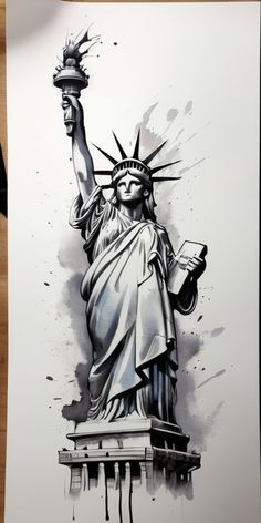 a drawing of the statue of liberty