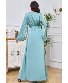 Get 10% off now! Buy modest long sleeves women muslim abaya party dress with sash at cheap price online. Free stable shipping and pro custom service since 2009. Solid Long Sleeve Maxi Dress For Eid, Wedding Dresses For Eid, Elegant Solid Color Dresses For Eid, Elegant Long Sleeve Maxi Dress For Eid, Satin Floor-length Abaya For Eid, Modest Long Sleeve Party Maxi Dress, Modest Long Sleeve Maxi Dress For Party, Eid Satin Maxi Dress, Elegant Belted Abaya