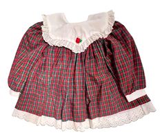 This is a beautiful Vintage Christmas baby dress. This dress is red and green plaid with white eyelet trim. Two button tie closure on the back. This dress would be perfect for Christmas, Church, or any special winter event. Anytime you want to show off your beautiful baby would be a time to wear this wonderful item. *email me if you need measurements Green Plaid Dress, Christmas Dress Baby, Christmas Church, Winter Event, Hugs And Kisses, White Eyelet, Green Plaid, Plaid Dress