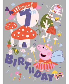 peppa pig birthday card with the number one on it's front and an image of