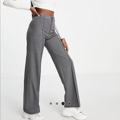 Formal Gray Pants Grey Pants Formal, Istanbul Outfits, Pants For School, Grey Culottes, Bear Pants, Regular Fit Pants, School Pants, Gauze Pants, Athleisure Pants