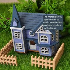 a toy house sitting in the grass with a fence around it and text that reads, the materials you receive can be made into finished products as shown in the figure