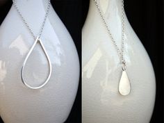 rain drop necklace / teardrop pendant / minimalist modern jewelry / pear shape necklace Everyday Sterling Silver Teardrop Pendant Necklace, Modern Teardrop Pendant Necklace, Modern Teardrop Pendant Necklaces For Gifts, Dainty Teardrop Pendant Drop Necklace For Everyday, Silver Teardrop Minimalist Necklace, Dainty Teardrop Drop Necklace For Everyday, Dainty Teardrop Necklace For Everyday, Dainty Teardrop Everyday Necklace, Modern Teardrop Pendant Necklace For Everyday