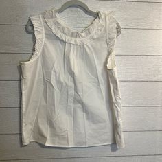 J.Crew Sleeveless Blouse With Tie Back, Nwt Size: Xl Material: 98% Cotton, 2% Elastane Cotton Vest Blouse For Work, Chic Sleeveless Cotton Blouse, Chic Cotton Tank Blouse, Feminine Sleeveless Cotton Blouse, Cotton Tank Blouse For Day Out, Tie Backs, Sleeveless Blouse, Tie Back, J Crew