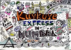 a drawing with words written on it that says, explore express in mumbai and the city below