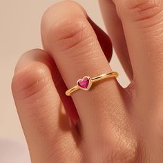 14k Gold Plated Tiny Heart Ring, 925 silver Bezel Ruby Gemstone Ring, Solid Gold Plated Ruby Promise Ring, Ruby Gemstone Pinky Ring Details:  Item: Ruby gemstone  Heart Ring Metal : 925 Sterling Silver Size : Select From variations  These items are handmade, All are designed and handmade in-house by me and team with precision, Perfect craftsmanship and strong interest! We are continuously listing new products in our store. So keep coming back to see more great updates in the store. The amazing quality & best price! Wholesale orders With Custom are welcome to message me for pricing information. Product color may slightly vary due to photographic lighting sources or your monitor setting. Kindly look for the beautiful and eye tempting jewelry at my store -  https://www.etsy.com/in-en/shop/Ani Valentine's Day 14k Gold Ruby Ring, Heart-shaped 14k Gold Birthstone Ring, 14k Gold Heart-shaped Ruby Ring For Promise, Gold Ruby Ring For Valentine's Day, 14k Gold Heart-shaped Ruby Promise Ring, Valentine's Day Gold Ruby Ring, Heart Shaped Gemstone Rings For Mother's Day, Heart-shaped Gemstone Rings For Mother's Day, Pink 14k Gold Heart Ring For Promise