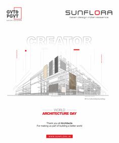 the sunflora architecture day flyer is shown with an image of a building under construction