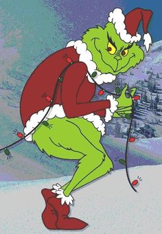 an image of a cartoon character dressed as the grinen with skis and poles