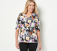 This V-neck top is a wardrobe essential with sincere versatility that keeps you stylin' all year long. Add this chic tee to your collection to enhance your every-day look. From Women with Control®. Chic V-neck T-shirt For Fall, Chic Fall V-neck T-shirt, Elbow Sleeve, V Neck Tops, Wardrobe Essentials, Sleeve Top, Top Blouse, Tops & Tees, V Neck