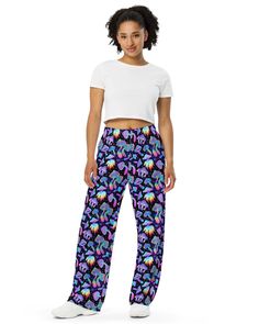 Get the comfort of pajamas in this stylish pair of wide-leg pants. With the adjustable waist and stretchy fabric, it’s like your favorite sweatpants but better. • Relaxed unisex fit • Practical side pockets • Elastic waistband with a white drawstring • Can be worn on the waist or on the hips • Premium knit mid-weight jersey fabric • 95% polyester, 5% elastane (fabric composition may vary by 1%) This product is made especially for you as soon as you place an order, which is why it takes us a bit Casual Sleepwear Straight Pants For Pajama Party, Casual Sleepwear Trousers With Elastic Waistband, Casual Sleepwear With Relaxed Fit Trousers, Casual Wide Leg Sleepwear, Casual Sleepwear With Elastic Waistband And Wide-leg Pants, Relaxed Fit Pants With Pockets For Pajama Party, Casual Sleepwear With Elastic Waistband And Straight Leg, Comfortable Pants With Elastic Waistband For Pajama Party, Comfortable Elastic Waistband Pants For Pajama Party