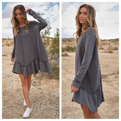 Solid Ruffled Long Sleeve Dress -Long Sleeves -Flare Fit -Ruffled Detail On Bottom Line... Sold In Small Medium And Large Sizes Looking 4: Layering Layer Layers Layered Flirtly Hippie Bohemian Beachy Coachella Festival Brithday Present Gift Party Vacation Resort Vegas Cruise Travel Trends Trendy Trending Classic Classy Shabby Chic Lingerie Christmas Thanksgiving Valentines Holiday Wildfox Reformation Fall Winter Spring Summer Warm Floral Contemporary Fuzzy Cute Trendy Stylish Fall Winter Collect Flowy Long Sleeve Ruffle Dress With Ruffle Hem, Casual Long Sleeve Ruffle Dress For Fall, Casual Flowy Ruffle Dress For Fall, Long Sleeve Flowy Ruffle Dress For Fall, Fall Flowy Mini Dress With Ruffle Hem, Flowy Ruffle Hem Dress For Fall, Flowy Mini Dress With Ruffle Hem For Fall, Flowy Long Sleeve Ruffle Dress For Fall, Fall Long Sleeve Ruffle Dress