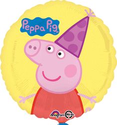 Peppa Pig Foil Balloon - Made by Anagram Peppa Pig Party Hats, Peppa Pig Balloons, Greta Gris, Pig Balloon, Fest Temaer, Pig Birthday Party, Peppa Pig Birthday Party, Pig Character, Magnifying Glasses