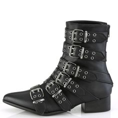 1 1/2" Heel Pointed Toe Winklepicker Gothic Boots. Calf High, Double Grommet Buckle Straps And Back Zipper Closure. Black Vegan Faux Leather. Styles: Goth Steampunk Egirl Eboypunk Rock Retro Emo Lraw-70 Blundstone Boots Mens, Goth Pikes, Boots Calf High, Sneaker Boots Mens, Winter Boots Men Snow, Goth Things, Logger Boots, Goth Steampunk, Chukka Sneakers