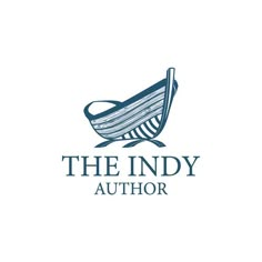 the indy author logo with a boat on it's back and blue lettering that reads,