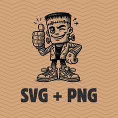 an image of a cartoon character giving the thumbs up and saying svg + png