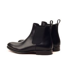 A classic Chelsea boot design constructed in black box calf leather. Features a rounded toe and a leather sole with rubber injections. Each pair of Rome is handcrafted and made-to-order, delivered in 3–4 weeks. Stylish Boots For Men, Styling Chelsea Boots, Long Shoes, Botas Chelsea, Custom Made Shoes, Mens Shoes Black, Bespoke Shoes, Chelsea Boots Men, Slip On Boots