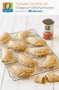 pumpkin hand pies with o'organics 100 % pure pumpkin glaze on a cooling rack