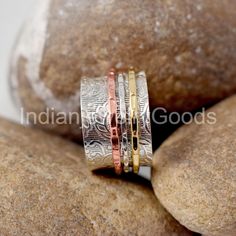 Welcome To My Shop IndianjewelryGoods Handmade Spinner Ring With Copper Brass 925 Silver Spinning  Ring, Fidget Ring, Three Tone Spinner Ring, Band Ring, Silver Jewelry For Women Handmade Ring Material: 925 Sterling Silver, Copper, Brass Theme: Love & Friendship Category: Spinner Ring  :- Free Shipping :- You are always special for us. :- Shipping time is 1-3 days.  FEEDBACK We Always Believe In Customer Satisfaction, Your Feedback Is Very Important & Valuable For A Successful Organization, So P Prayer Ring, Spinning Ring, Meditation Prayer, Spinning Rings, Unusual Rings, Fidget Rings, Spinner Ring, Spinner Rings, Brass Ring