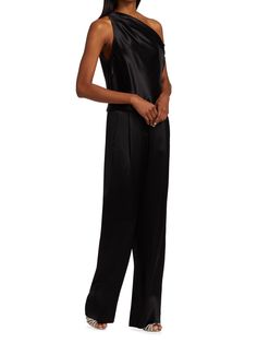 Fluid silk trousers with a high-gloss finish are cut in a pleated wide-leg silhouette. Banded waist Zip fly Waist seam pockets Pleated finish Silk Dry clean Imported SIZE  FIT Wide-leg silhouette Rise, about 10.75 Inseam, about 30 Model measurements: 5'10 tall Model is wearing a US size Small Silk High-waisted Wide Leg Evening Pants, Silk High-waisted Wide Leg Pants For Evening, High-waisted Silk Wide Leg Pants For Evening, Sleek Silk High-waisted Wide Leg Pants, Sleek Satin Pants For Evening, Satin Wide-leg Evening Pants, Satin Pants For Evening, Evening Satin Straight Pants, Sleek Satin Wide Leg Pants For Formal Occasions