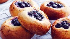 blueberry muffins cooling on a wire rack