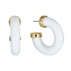 Kenneth Jay Kenneth Jay Lane White Hoop earrings in resin Bride 2024, White Hoop Earrings, Tube Hoop Earrings, White Tube, Kenneth Jay Lane, Jay, Hoop Earrings, Gold, White