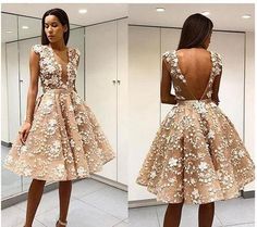 Knee Length Prom Dresses, Champagne Ball Gown, Knee Length Evening Dress, Knee Length Prom Dress, Flower Prom Dress, Champagne Prom Dress, Short Prom Dresses, Evening Party Gowns, Dresses Cocktail