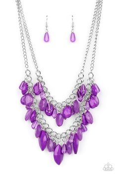 Midsummer Mixer Purple Necklace - Paparazzi Accessories - free matching earrings - CarasShop.com - $5 Jewelry by Cara Jewels Faceted Bead Necklace, Bling Necklace, Purple Necklace, Silver Chains, Paparazzi Accessories, White Rhinestone, Purple Stones, Paparazzi Jewelry, Layered Look