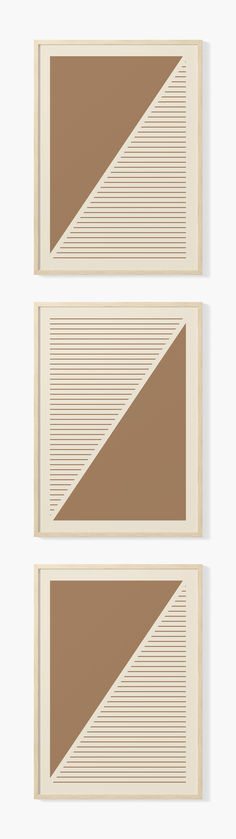 Neutral geometric wall art prints with triangles and lines.