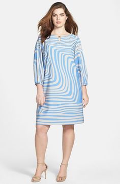 Tahari Geometric Print Shift Dress (Plus Size) available at #Nordstrom Real Women Fashion, Woman Dresses, Geometric Print Dress, Best Outfits, Plus Size Fashion For Women, Plus Size Womens Clothing, Look Plus, Dress Plus Size