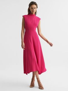 kind of pricy but good sale section if ever looking for keeneland etc Open Back Midi Dress, Delicate Jewellery, High Neck Midi Dress, Bow Style, Centre Stage, Open Back Dresses, Pink Midi Dress, Dress Shapes, High Neckline