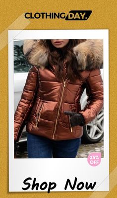 Women's Warm Fur Lined Hooded Puffer Coat for Winter Hooded Puffer Jacket With Faux Fur Trim For Fall, Fall Hooded Puffer Jacket With Faux Fur Trim, Brown Hooded Puffer Jacket For Winter, Fitted Hooded Parka With Faux Fur Trim, Fitted Hooded Puffer Jacket With Zipper, Fitted Hooded Puffer Jacket With Zipper Closure, Fitted Puffer Parka For Fall, Fitted Hooded Puffer Jacket With Pockets, Fitted Puffer Jacket With Double-lined Hood For Fall