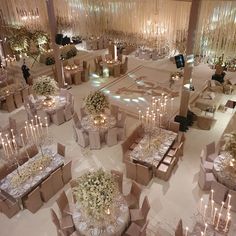 a room filled with lots of tables covered in boxes