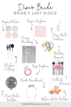 a poster with different types of bridals and other things to do in the bride's last disco