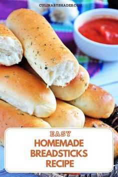 homemade breadsticks stacked on top of each other