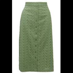 Brand New. $99. Size Small. 100% Cotton Chic Skirt With Buttons For Spring, Summer Pencil Skirt With Button Closure, Summer Pencil Skirt With Buttons, Green Skirt With Button Closure, Fitted Green Skirt With Buttons, Fitted Green Skirt With Button Closure, Spring Pencil Skirt With Button Closure, Green Knee-length Skirt With Button Closure, Chic Green Skirt With Button Closure