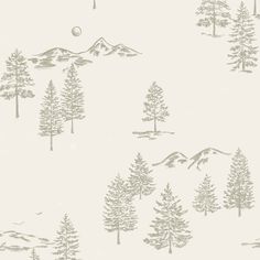 a wallpaper with trees and mountains on it