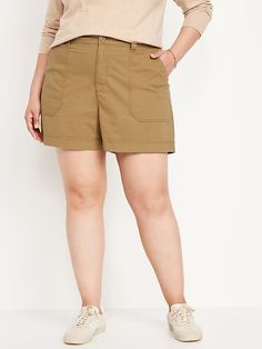 High-Waisted OGC Chino Shorts -- 5-inch inseam | Old Navy Utility High-waisted Shorts With Patch Pockets, High-waisted Utility Cargo Shorts, Casual Workwear Shorts With Pockets, High Waist Utility Cargo Shorts With Hip Pockets, High Waist Relaxed Fit Cargo Shorts With Pockets, Mid-rise Utility Shorts With Side Pockets, Utility Mid-rise Shorts With Side Pockets, High Waist Cargo Shorts With Pockets And Relaxed Fit, Workwear Pants With Pockets And Short Inseam