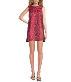 COREY LYNN CALTER Veronica Brocade Floral Print Round Neck Sleeveless Shift Dress | Dillard's Sleeveless Mini Dress For Casual Wear, Evening Floral Print Sleeveless Dress, Chic Sleeveless Floral Print Cocktail Dress, Sleeveless Floral Print Mini Dress For Casual Wear, Chic Silk Sleeveless Evening Dress, Sleeveless Floral Print Mini Dress For Cocktail, Sleeveless Floral Print Mini Dress, Sleeveless Floral Print Mini Dress For Evening, Red Sleeveless Silk Mini Dress