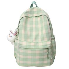 TAVIMART - New Fashion Lady Lattice Travel School Bag Female Plaid Cute College Backpack Trendy Women Bag Girl Cool Kawaii Laptop Backpack One bunny pendant is free with each purchase of the school bag! Kawaii Laptop, Woman Backpack, Girl Cool, Purple Backpack, Light Backpack, College Backpack, Fashion Lady, Student Backpacks, Blue Backpack