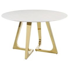 a white table with gold legs on a white background