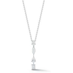 Sofer Jewelry - Mixed Diamond Drop Pendant in 18K White Gold Luxury Platinum Diamond Necklace, Luxury Baguette Cut Diamond Necklace, Timeless Platinum Jewelry In White Gold, Timeless Baguette Cut Diamond Necklace For Formal Occasions, Timeless Platinum White Gold Jewelry, Timeless White Gold And Platinum Jewelry, Modern White Gold Diamond Necklace For Formal Occasions, Luxury Marquise Diamond Cut Necklace, Luxury Diamond Necklace With Polished Finish For Everyday