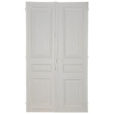 two white doors are open on a white background and there is no image to describe