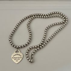 Tiffany & Co. Bead Center Heart Necklace In Excellent Condition Comes With Pouch And Box Ask Question Jewelry Tiffany, Thick Necklace, Tiffany And Co Necklace, Tiffany Co Jewelry, Jewelry Inspo, Tiffany & Co., Heart Necklace, Womens Jewelry Necklace, 4 Inch