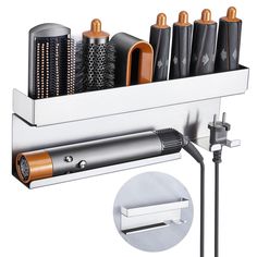 PRICES MAY VARY. SUS304 STAINLESS STEEL: Made of thickened stainless steel SUS304, which prevent rust or corrode and is waterproof and easy to clean. The modern and minimalist look of the curling iron holder brings modern elegance to your bathroom MULTIFUNCTIONAL STORAGE: Oukimly hair tool organizer enough place to store all styling accessories including 1 wand, 4 buckets, 3 brushes, cord and some other gadgets. PLUS, the holder can also store cosmetics, lotions, cleansers, combs, and other item Hair Appliance Storage, Hair Straightener Holder, Straightener Holder, Curling Iron Holder, Curly Hair Accessories, Organizer For Bathroom, Hair Tool Organizer, Dyson Airwrap, Iron Holder