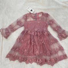 Gorgeous Toddler Girl Floral Lace Dress Spring Long Sleeve Dress-up Dresses, Pink Dress For Dress-up Occasions In Fall, Dress-up Dresses For Fall, Floral Lace Dress, Kids' Dresses, Floral Lace, Toddler Girl, Lace Dress, Colorful Dresses