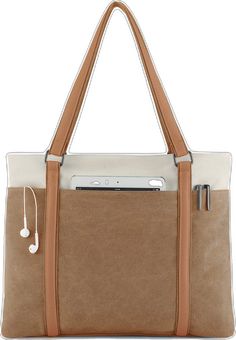 Modern Brown Canvas Bag For On-the-go, Rectangular Laptop Bag With Leather Handles For On-the-go, Canvas Laptop Shoulder Bag For On-the-go, Large Capacity Laptop Bag For Daily Use, On-the-go Tote Bag With Laptop Sleeve, Casual Laptop Bag With Sleeve For On-the-go, Brown Large Capacity Laptop Bag For On-the-go, Casual Brown Rectangular Laptop Bag, Modern Brown Laptop Bag With Large Capacity