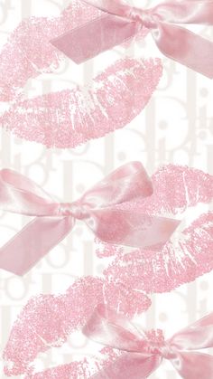 pink lips and bows on white background