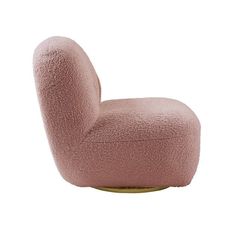 a pink chair sitting on top of a white floor