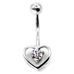 925 Sterling Silver Solitaire Belly Ring with Open Heart Round CZ -Piercing Type: Belly -Material: Sterling Silver -Gauge: 14G -Barbell Length: 7/16″, 11mm -Ball Size: 4mm -Gemstone Type: Cubic Zirconia -Gemstone Color: Clear -Gemstone Size: 4mm -Number of Stones: 1 -Gemstone Shape: Round -Threading: External Types Of Piercings, Navel Rings, Belly Ring, Open Heart, Body Jewellery, Belly Rings, Huggies Earrings, Silver Heart, Gemstone Colors